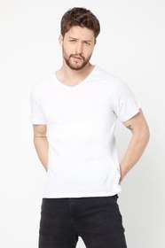 Resim MMETALIC Erkek T- Shirt Regular Fit Rahat Kesim V Yaka 3'lü Basic Tişört Paketi 