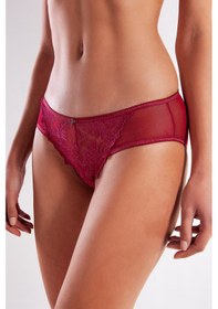 Resim Etiler Collection Golshan Gaspara Mini Slip, Kadın Güpürlü Tüllü Şarap Renkli Normal Kesim Külot Çok Renkli 
