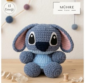 Resim Mühre 28CM Trend El Emeği Sevimli Stich Peluş Oyuncak Uyku Arkadaşı Stıch 
