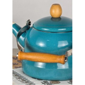 Resim UltraMint Alev Vintage Ahşap Saplı Emaye Demlik 2,5l Turkuaz 