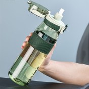 Resim 1 adet Sızdırmaz Taşınabilir Spor Su Şişesi - 1000ml/800ml/600ml, Dayanıklı PC Malzeme, Yeşil Renkli Güvenli Beyaz Kapak & Sap, Halloween, Noel & Yılbaşı Gibi Açık Hava Etkinlikleri İçin İdeal 