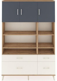Resim Arges Dolap 10 Raflı 4 Çekmeceli 3 Kapaklı 132x30x195 Çam-ant... Çam 