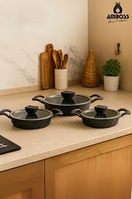 Resim Vento 6 Parça Yanmaz Yapışmaz Titanyum Kaplama Sahan Seti 18-20-22 CM 