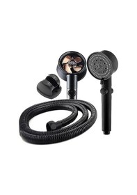 Resim Turbo Pervaneli 5 Fonksiyonlu Duş Başlığı Duş Hortumu 150 Cm Ve Mafsal Set Siyah 