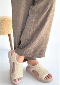 Resim Wayi Bej Hasır Cilt Sandalet Göründüğü Gibi 