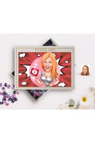 Resim Bk Gift Kişiye Özel Kadın Youtuber Karikatürlü 1000 Parça Profesyonel Puzzle-2 