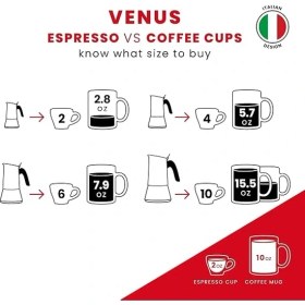 Resim - Venus: 6 Cups Ocak Üstü Espresso Pişirici - 235ML - Kahverengi, Gümüş Renk - Paslanmaz Çelik Gövde - Patentli Güvenlik Valfi - Tüm Ocak Türleri Için Uygundur (Indüksiyon Dahil) 