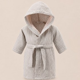Resim Cocoon Pamuk Muslin Çocuk Bornozu Açık Gri - 4-5 Yaş 