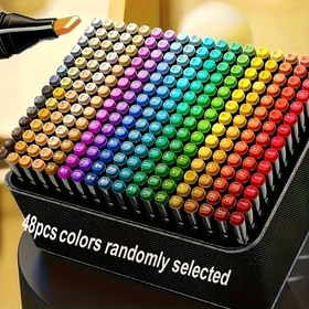 Resim 48 Renkli Çift Uçlu Keçe Nokta Sanat Kalemleri - Canlı Alkol Bazlı Mürekkep, Çizim, Eskiz ve Boyama İçin Orta Uç - Yetişkin Boyama Kitapları, Ofis Malzemeleri ve Yaratıcı Projeler İçin Mükemmel - İdeal Doğum Günü veya Noel Hediyesi, Boyama Malzemeleri, Sanatsal Çizim Araçları, Renkli Sanat Kalemleri, Dayanıklı Plastik Kalemler, Yüksek Kaliteli Mürekkep, Yaratıcı Projeler, Pürüzsüz Yazma, Dayanıklı Kalemler, Çizim Kalemleri, Yaratıcı Sanatçılar 