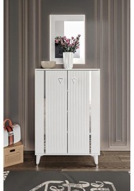 Resim Lyra Ayakkabılık Çok Amaçlı Dolap Mutfak Kiler Balkon Beyaz Gümüş Beyaz 