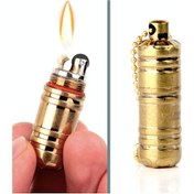 Resim Omeniv Omeniv Vintage Stil Pirinç Gold Benzinli Çakmak Anahtarlık Kolye 