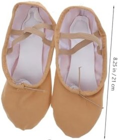 Resim Bale ayakkabısı, streç kanvas, kaymaz dans ayakkabısı, bale egzersizi ayakkabısı, bale antrenmanı, pilates ayakkabısı, bale dansçıları için, yoga ayakkabısı, açık kahverengi, Açık 
