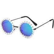 Resim Fanhunçocuk Güneş Gözlüğü Uv400 Kız Bebek İçin Dekoratif İnci Çerçeve Moda Aksesuarwhıte51 Beyaz 