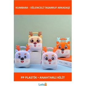 Resim Sevimli Geyik Kumbara Eğlenceli Tasarruf Arkadaşı Pembe Pp Plastik TEK EBAT 
