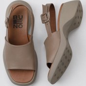 Resim Bueno Shoes Gri Deri Kadın Dolgu Topuklu Sandalet 01wy9301 