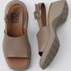 Resim Bueno Shoes Gri Deri Kadın Dolgu Topuklu Sandalet 01wy9301 