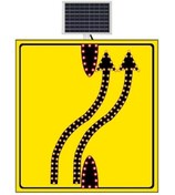 Resim Güneş Enerjili Şerit Aktarımı Çiftli Sol Yoldan Sağ Yola Sarı Zemin 