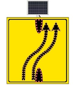 Resim Güneş Enerjili Şerit Aktarımı Çiftli Sol Yoldan Sağ Yola Sarı Zemin 