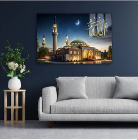 Resim Kudüs Gecesi: Cami Ve İlahi Işıltı Cam Tablo 