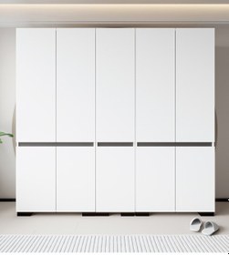 Resim Floransa 10 Kapılı Flr10-a2ar Beyaz- Antrasit Gardırop -çok Amaçlı Dolap -yüklük Antrasit - Beyaz 