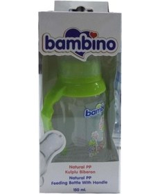 Resim Bambino Natural PP Kulplu Biberon 150 ML Yeşil 