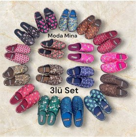 Resim Kadın Ev Terlik 3lü Set Halı Terliği Zenne Gezer Gondol Kadın Terlik Çok Renkli 