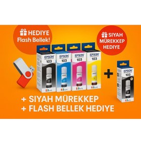 Resim Epson 103 Ecotank L5296 Orjinal Mürekkep Seti + 1 Siyah Hediye 14u440 