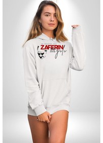 Resim 30 Ağustos Zafer Bayramı Atatürk İmzası Kadın Erkek Beyaz Kapüşonlu Sweatshirt Hoodie Beyaz 