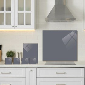 Resim Decorita 3'lü Takım Gri Mermer Görünümlü | Cam Ocak Arkası - Cam Kesme Tahtası- Tablası - Bardak Altlığı 
