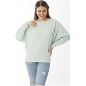 Resim Kadın Büyük Beden Lila Yarasa Kol Kendinden Çizgili Yün Viskon Bluz 65n37007-yeşil Yeşil 