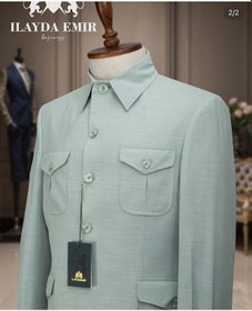 Resim Özel Tasarım İtalyan Kesim Safari Erkek Takım Elbise Mint Yeşili Mint Yeşili 