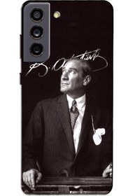 Resim Zebana Samsung Galaxy S21 Fe 5g Uyumlu Kılıf Mustafa Kemal Atatürk Silikon Kılıf (BASKILI) 