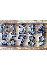 Resim Yılmazel 3 Renk Seçenekli El Yapımı Seramik Kapı Numarası, Kapı Numaraları 4 Lacivert 