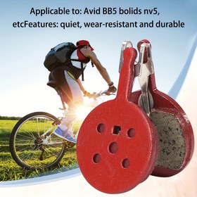Resim 1 adet Kırmızı Reçine Bisiklet Disk Fren Pedleri, SRAM/AVID/BB5 ile Uyumlu, Sessiz & Aşınmaya Dayanıklı, Dağ ve Yol Bisikletleri için Dayanıklı Yarım Metal Fren Pedleri, Bisiklet Fren Pedleri 