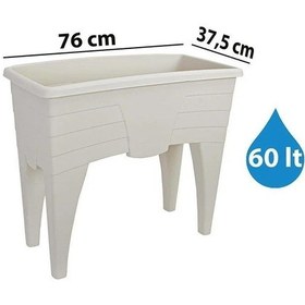 Resim So-ab02 Dekoratif Ayaklı Bahçe Yetiştirme Saksı 60 Lt No:2 Kirli Beyaz 3 Adet 