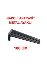 Resim Napoli Metal Başlıklı Üçlü Dekoratif Ray Korniş Modern Rustik-antrasit 100 Cm Antrasit 