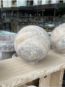 Resim Silver Traverten Doğal Taş Küre 30cm Çapında Tam Küre Beyaz 