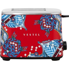 Resim Vestel X Aslı Filinta Retro Kırmızı Çini Ekmek Kızartma Makinesi 