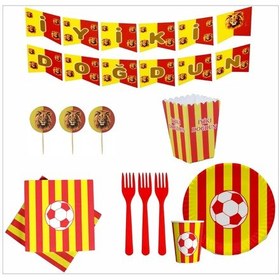 Resim Taraftar Galatasaray Banner, 8 Tabak, 8 Bardak, 8 Mısır Kutusu, 10 Peçete, 10 Çatal, 10 Kürdan 