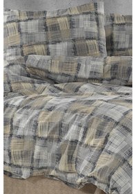 Resim Çift Kişilik Lastikli Çarşaf 160x200 Ve Iki Adet 50x70 Yastık Kılıfı Ekose 