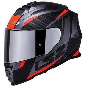 Resim Ls2 Storm 2 Racer Turuncu Kapalı Motosiklet Kaskı Gri Camlı Mat Siyah - Turuncu 