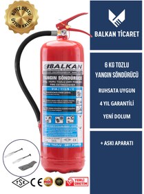 Resim Balkan Ticaret 6 Kg Tozlu Yangın Tüpü + askı aparatı hediyeli - yangın anında güven verir 