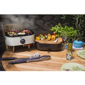 Resim Aygaz Portatif Mini Gazlı Barbekü - Taşınabilir Kamp Ve Piknik Mangalı Krem 