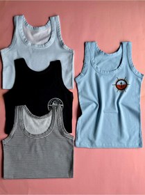 Resim Elosia Miran, 4'lü Pamuklu, Denizci Tema Baskılı, Esnek Erkek Çocuk Atlet-Tshirt 10E28 