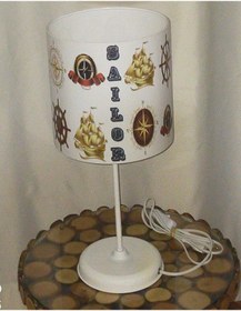 Resim Denizci Yelkenli Gemili Pusula Dümen Çocuk Odası Abajur 