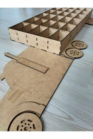 Resim LEYLASER 87x32 Ham Mdf Çocuk Odası Ahşap Kamyon Araba Rafı 30 Arabalık 