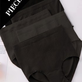 Resim Kadınlar için 4'lü Yüksek Belli Şekillendirici Külot Seti, Rahat ve Hava Alan, Güçlü Karın Kontrolü ve Kaldırma Desteği ile, Siyah Renkte. 