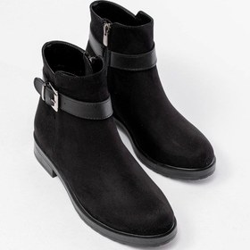 Resim Siyah Süet Toka Aksesuarlı Fermuarlı Günlük Kadın Bot Siyah 