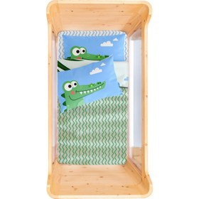 Resim Croc-a-Dream Çift Taraflı Pamuk Saten Çok Renkli Bebek Nevresim Seti 100x150cm 