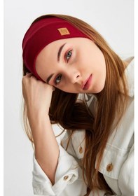 Resim Kadın %100 Pamuklu Termal, Kaymaz, Terletmez, Ultra Hafif, Spor Saç Bandı Bandana - Tek Ebat / Bordo Bordo 